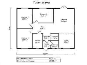 Дом 102м², 1-этажный, участок 8 сот.