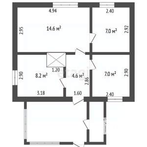 Дом 57м², 1-этажный, участок 7 сот.  