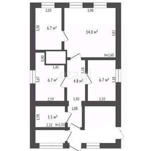 Дом 70м², 1-этажный, участок 6 сот.  