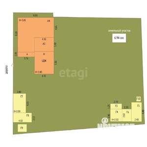 Дом 63м&sup2;, 1-этажный, участок 7 сот.  