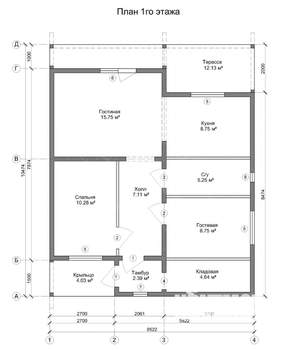 Дом 89м&sup2;, 1-этажный, участок 13 сот.  