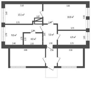 Дом 58м&sup2;, 1-этажный, участок 5 сот.  