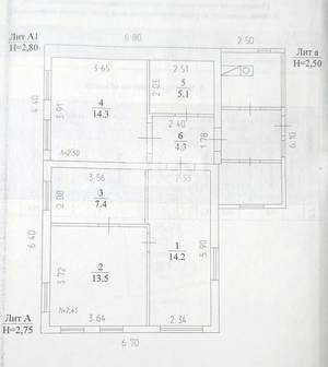Дом 58м&sup2;, 1-этажный, участок 17 сот.  