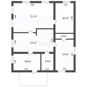 Дом 72м&sup2;, 1-этажный, участок 6 сот.  