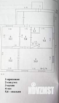 Дом 57м², 1-этажный, участок 3 сот.  