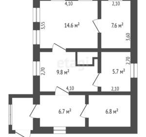 Дом 51м², 1-этажный, участок 7 сот.  