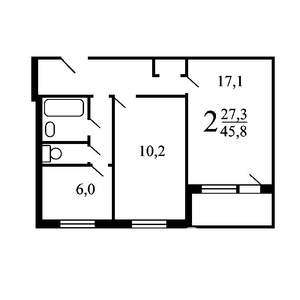 2-к квартира, на длительный срок, 47м2, 6/9 этаж