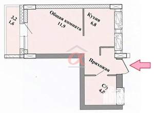 1-к квартира, на длительный срок, 26м2, 5/16 этаж