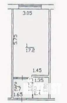 Студия квартира, на длительный срок, 23м2, 4/5 этаж