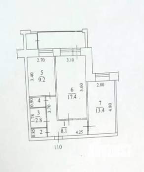 2-к квартира, на длительный срок, 54м2, 5/7 этаж