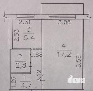 1-к квартира, на длительный срок, 30м2, 4/5 этаж