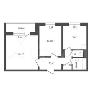 2-к квартира, на длительный срок, 52м2, 4/9 этаж