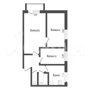 3-к квартира, на длительный срок, 50м2, 5/5 этаж