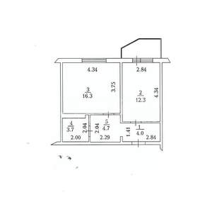 2-к квартира, вторичка, 41м2, 9/10 этаж