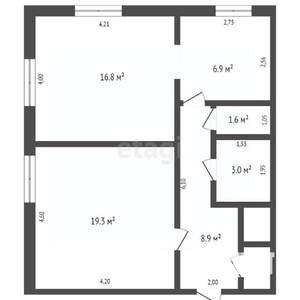 2-к квартира, вторичка, 58м2, 2/2 этаж
