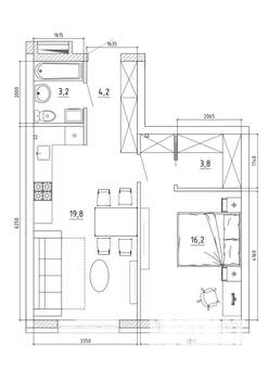 2-к квартира, вторичка, 47м2, 3/8 этаж