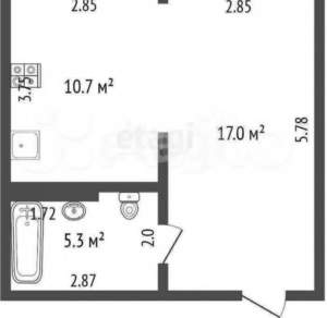 Студия квартира, вторичка, 25м2, 3/9 этаж