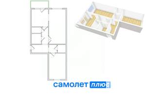 2-к квартира, вторичка, 52м2, 8/10 этаж