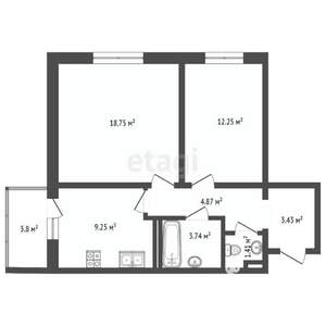 2-к квартира, вторичка, 54м2, 13/16 этаж