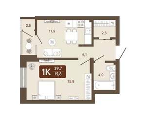 1-к квартира, вторичка, 40м2, 14/25 этаж