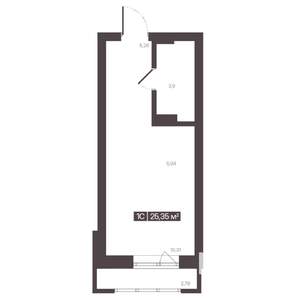 1-к квартира, строящийся дом, 25м2, 3/9 этаж