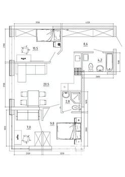 3-к квартира, вторичка, 65м2, 2/8 этаж