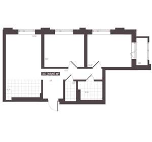 3-к квартира, вторичка, 69м2, 8/16 этаж