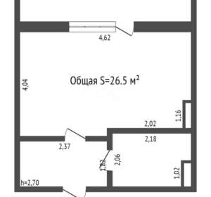 1-к квартира, вторичка, 27м2, 12/14 этаж