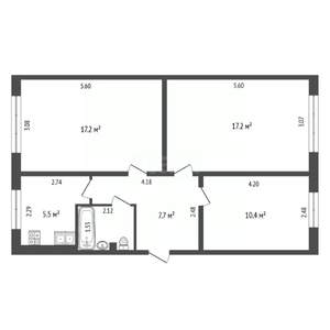 3-к квартира, вторичка, 61м2, 1/5 этаж