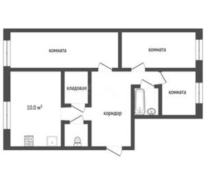 3-к квартира, вторичка, 77м2, 1/4 этаж