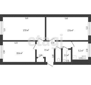 3-к квартира, вторичка, 62м2, 1/5 этаж