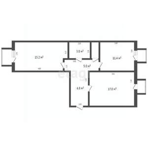 2-к квартира, вторичка, 61м2, 3/3 этаж