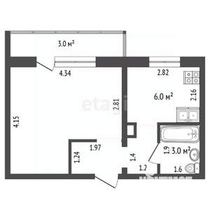 1-к квартира, вторичка, 29м2, 5/9 этаж