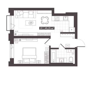 2-к квартира, вторичка, 45м2, 2/16 этаж