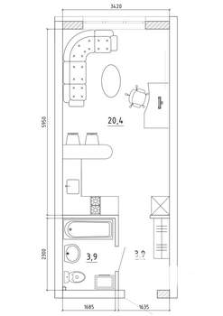 1-к квартира, вторичка, 29м2, 2/8 этаж