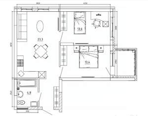 2-к квартира, вторичка, 65м2, 7/15 этаж