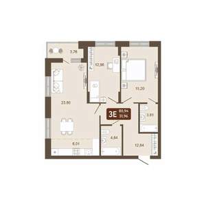 3-к квартира, вторичка, 81м2, 5/20 этаж