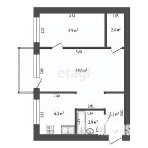 2-к квартира, вторичка, 44м2, 4/4 этаж