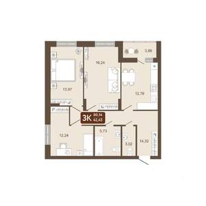 3-к квартира, вторичка, 80м2, 2/20 этаж