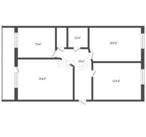 3-к квартира, вторичка, 61м2, 2/5 этаж
