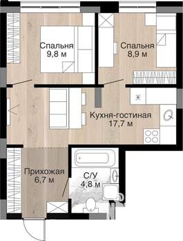 Студия квартира, вторичка, 48м2, 5/15 этаж