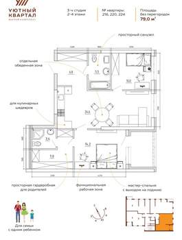 3-к квартира, вторичка, 79м2, 3/8 этаж