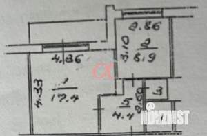 1-к квартира, вторичка, 35м2, 7/9 этаж
