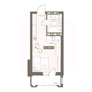 Студия квартира, вторичка, 26м2, 9/16 этаж