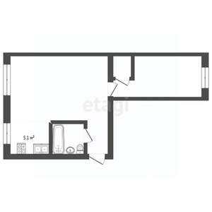 2-к квартира, вторичка, 43м2, 3/5 этаж