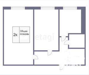 2-к квартира, вторичка, 44м2, 1/5 этаж