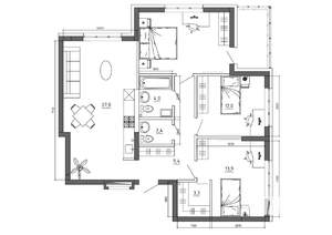 4-к квартира, вторичка, 99м2, 5/15 этаж