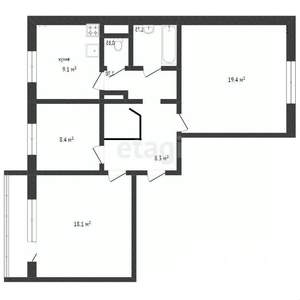 3-к квартира, вторичка, 68м2, 6/9 этаж
