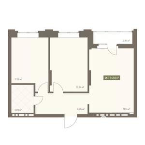 2-к квартира, вторичка, 50м2, 7/16 этаж
