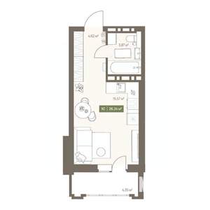 Студия квартира, вторичка, 26м2, 10/16 этаж